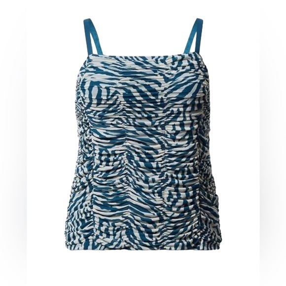 Torrid‎ Stretch Mesh Cropped Shirred Cami top tank top blue Zebra 0X 1X 2X 3X - Picture 1 of 9
